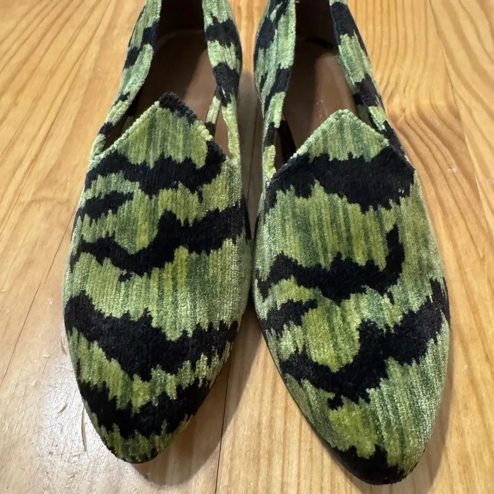 Le Monde Beryl Tiger Print Bevilacqua Velvet Venetian Slippers Green Women’s 38